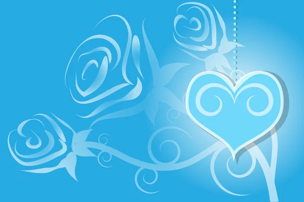 Saint Valentin avec fond rose et coeur bleu — Image vectorielle