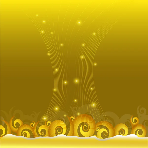 抽象的な線と旋回波黄金背景 — ストックベクタ