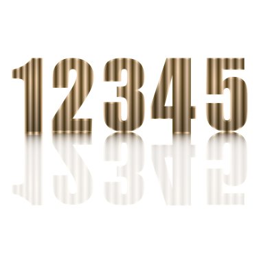 Altın ile yansıma, sayı 1-5 vektör çizim