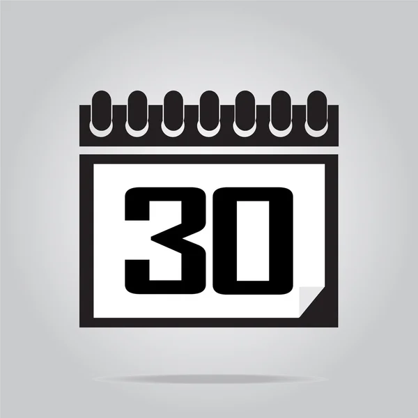 Calendario icona numero 30 vettoriale illustrazione — Vettoriale Stock
