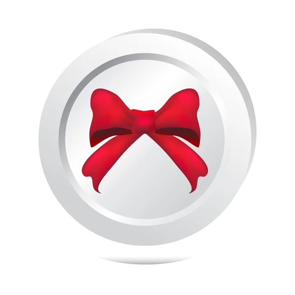 Red ribbon bow knappikon — Stock vektor