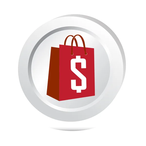 Bag with money button icon — Stock Vector