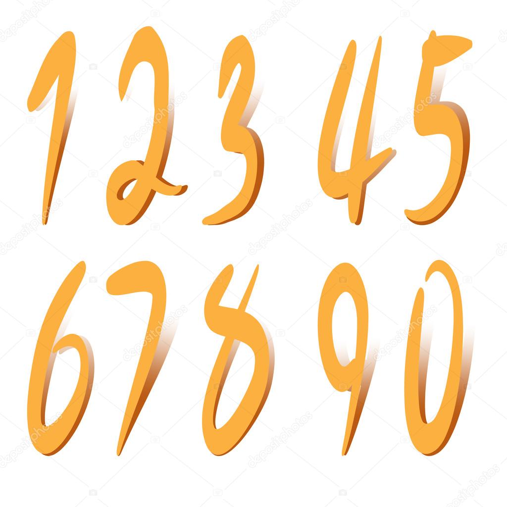 Orange color number, Number 1 to 0 illustration Stock Vector Image by ...