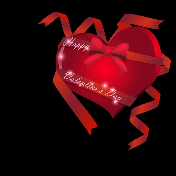 Corazón y cinta, fondo del Día de San Valentín — Archivo Imágenes Vectoriales