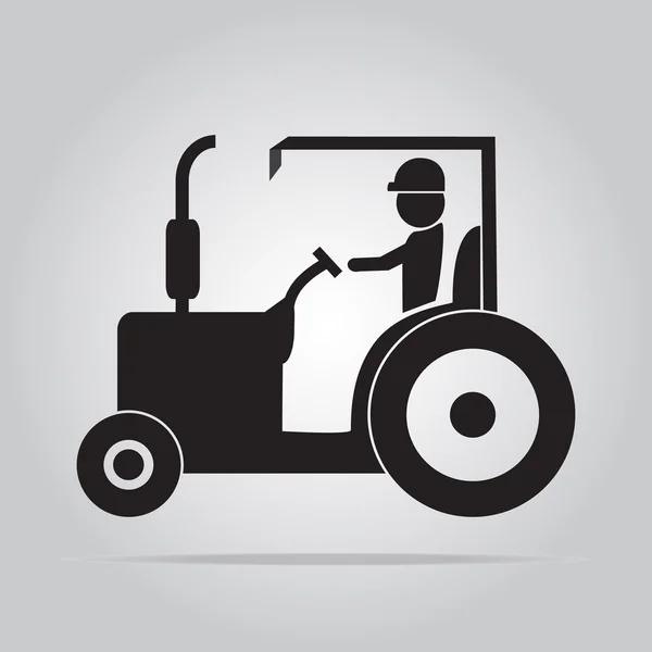 Tractor e icono del conductor — Vector de stock