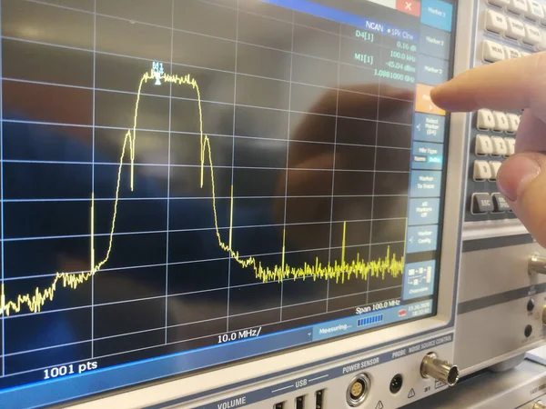 Análisis Del Espectro Del Canal Transmisión Datos Radiofrecuencia Pantalla Lcd —  Fotos de Stock