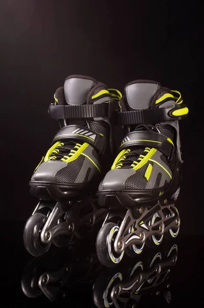 Roller Skates Childrens Isolated Black Background — 图库照片