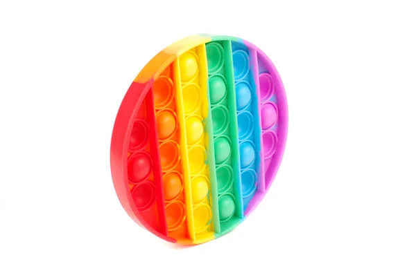 Popit Leksak För Barn Avkoppling Och Underhållning Flerfärgad Regnbåge Runda — Stockfoto