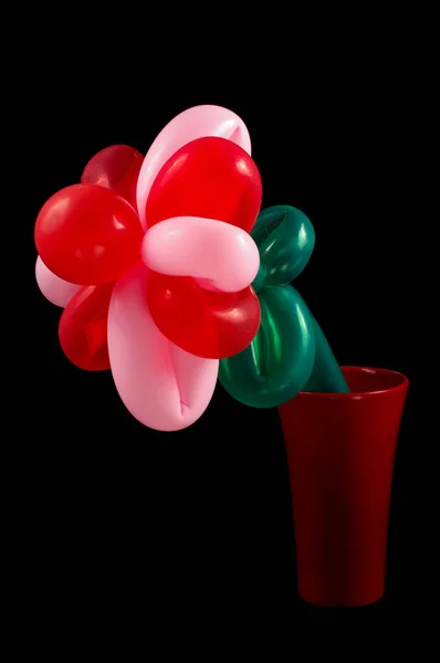 Beautiful Funny Flower Made Folding Balloons Isolated Black Background — Foto Stock