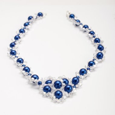 Mavi izole swarovski kristalleri ile kolye boncuk