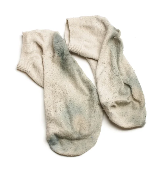 臭孤立的白色背景上的脏袜子 — 图库照片