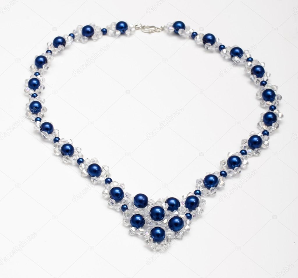 Handmade necklace with swarovski crystals isolated