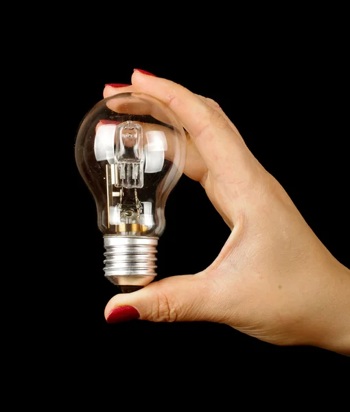 Mano femenina con lámpara eléctrica de manicura —  Fotos de Stock
