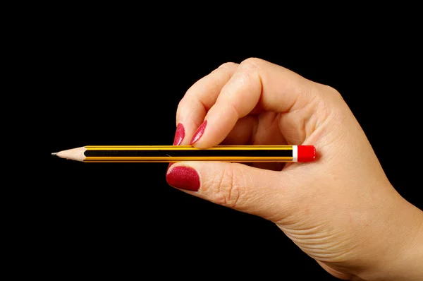 Kvinnlig hand innehav penna isolerade — Stockfoto