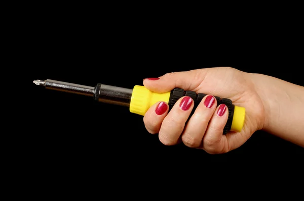 Woman hand holding philips screwdriver — Stock Photo, Image