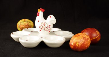 ve üç Paskalya yumurtaları süslü yumurta stand