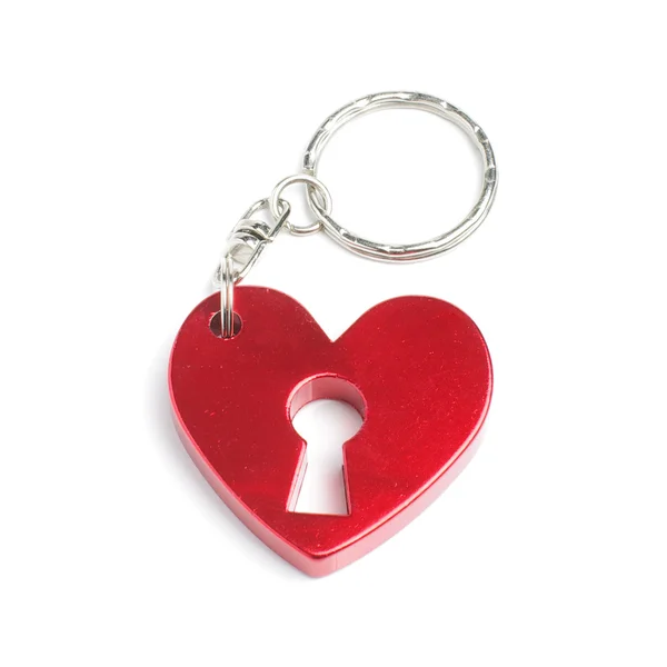 Piros szív kulcstartó kulcslyuk — Stock Fotó