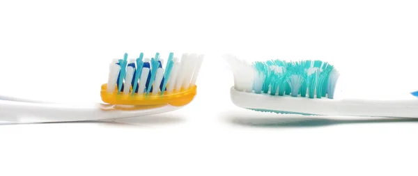 사용 하 고 새로운 칫 솔 bristles — 스톡 사진