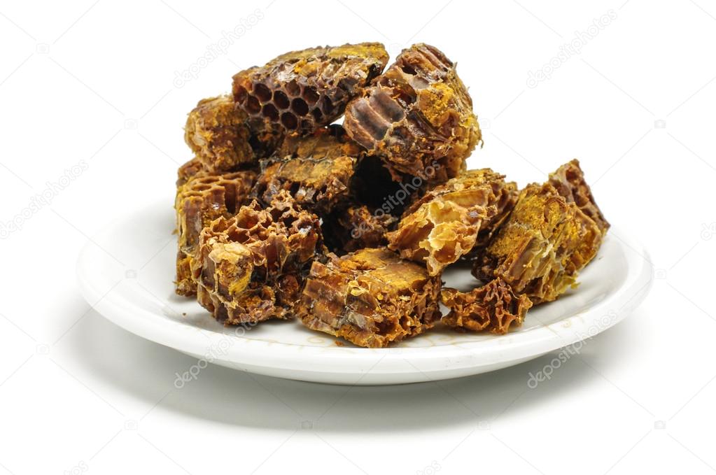 Pile of bee pollen or bee bread on the bright background