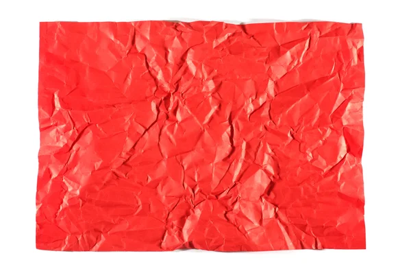 分離した紙の赤いしわシート — ストック写真