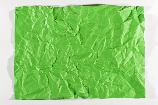 Zerknittertes grünes a4 Blatt Papier isoliert — Stockfoto