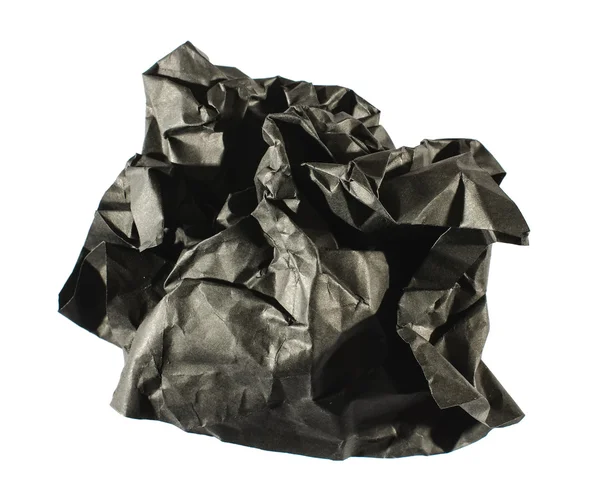 Siyah beyaz arka plan üzerinde izole kağıt buruşuk — Stok fotoğraf