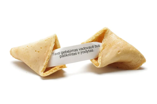 Fortune cookie with phrase in lithuanian language — Stock Photo, Image