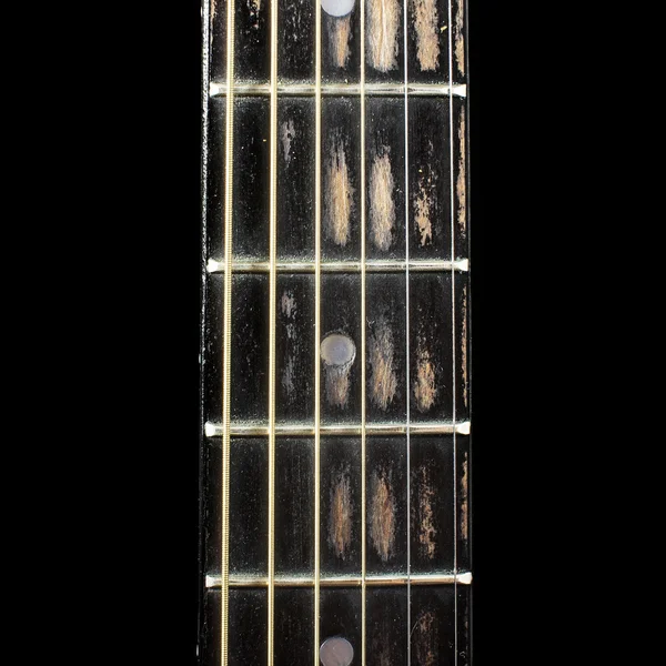 Fretboard guitarra acústica isolada com espaço de cópia — Fotografia de Stock