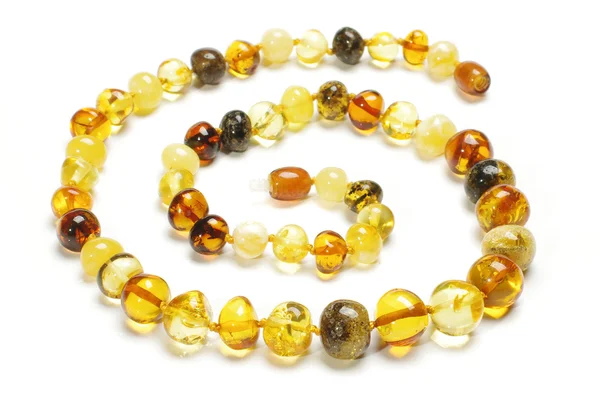 Stylish various colors amber necklace isolated — Stock Photo, Image