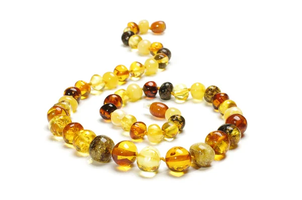 Stylish various colors amber necklace isolated with clipping path — Stock Photo, Image