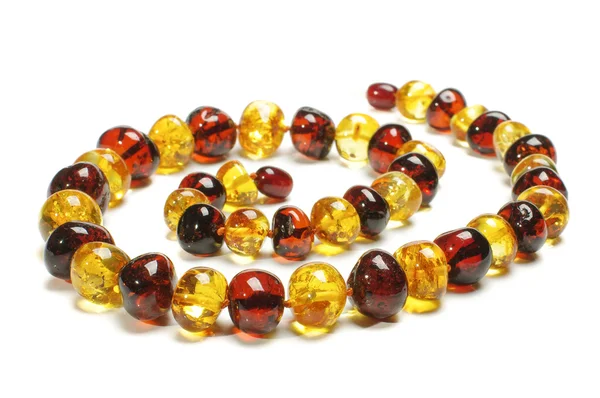 Stylish various colors amber necklace isolated — Stock Photo, Image