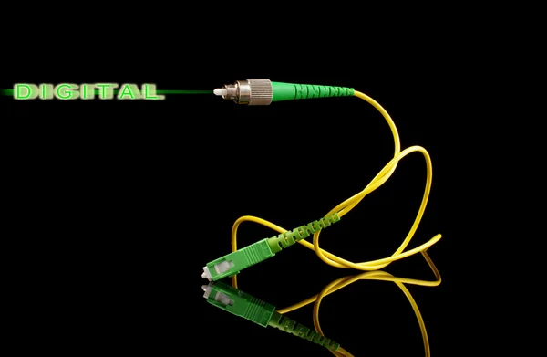 Cable de tecnología de fibra óptica con señal de salida digital —  Fotos de Stock