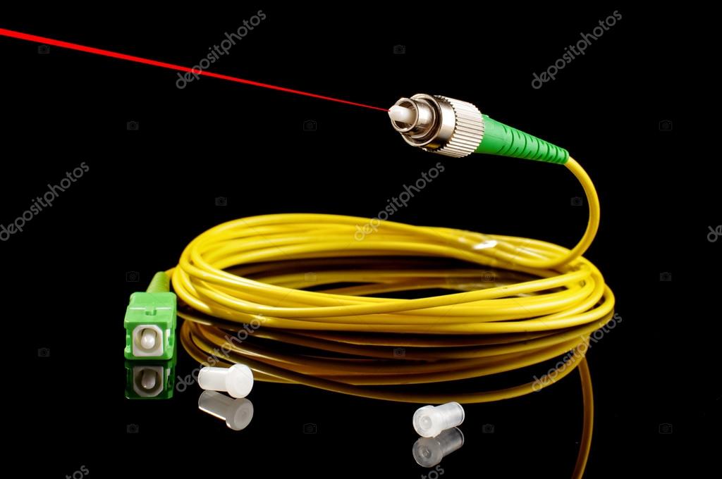 Radio frequency over glass RFoG and red laser signal ⬇ Stock Photo