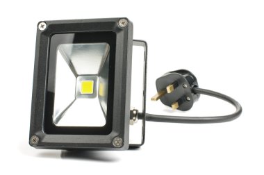 Beyaz arka plan üzerinde izole Ac fiş ile LED ışıldak fikstür