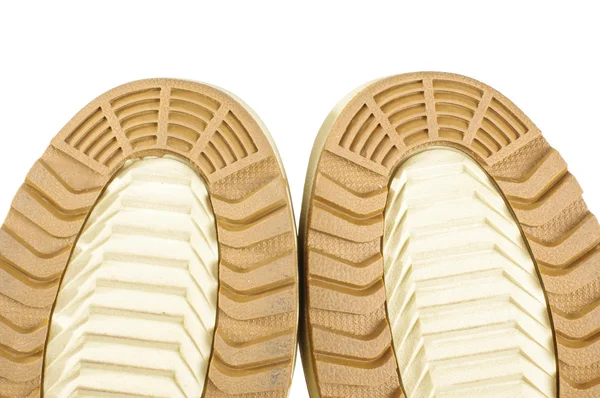 Brown safety shoes sole thread close up — Stock Photo, Image