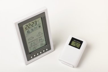 Digital weather station with wireless sensor isolated clipart