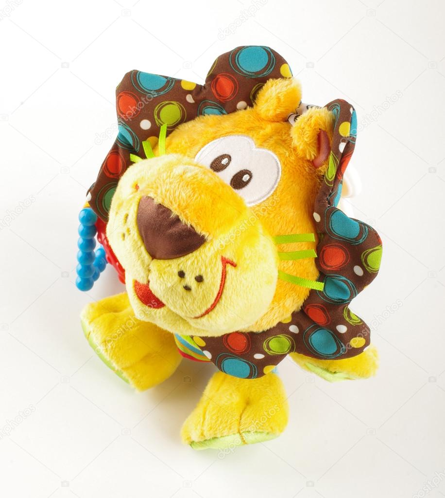 Soft babies toy lion isolated on the white background