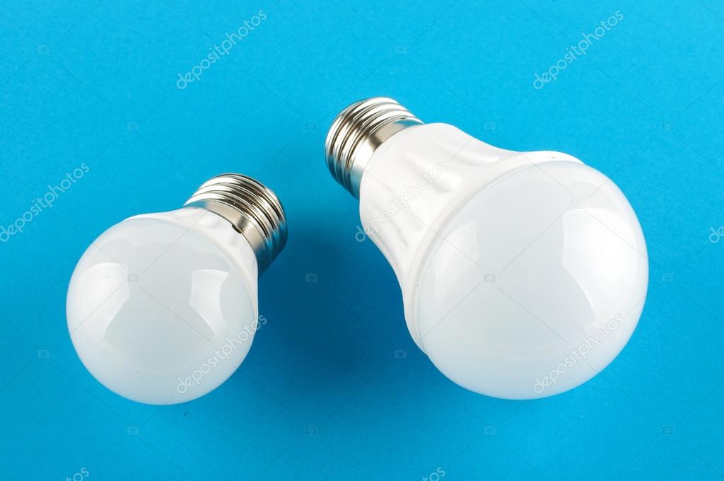 Two modern LED light bulbs incandescent bulb replacement
