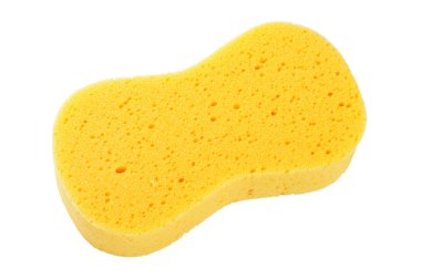 Yellow sponge isolated on the white background with clipping path clipart