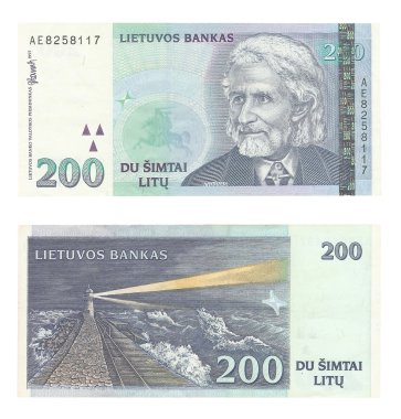 Litvanya para birimi litlar ön ve arka tarafında inceden inceye gözden geçirmek