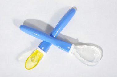 Yumuşak silikon bebek izole kaşık üstten görünüm besleme çifti