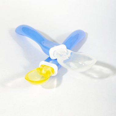 Yumuşak silikon bebek izole kaşık üstten görünüm besleme çifti