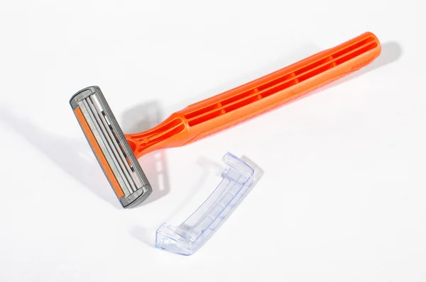 Disposable plastic shaver isolated on the white background — Stock Photo, Image