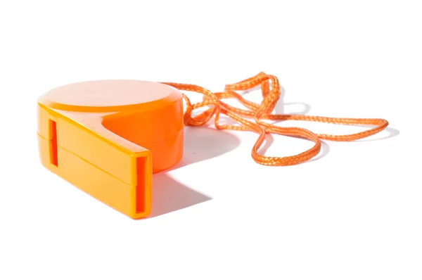 Orange whistle isolated on the white background — Stock Photo, Image