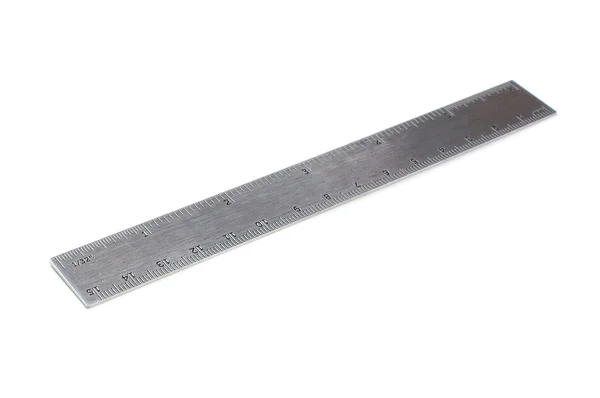 Metal ruler isolated on the white background — Stock Photo, Image