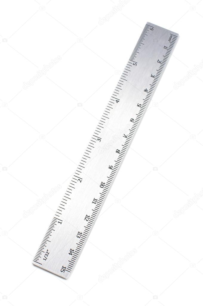 Metal ruler isolated on the white background