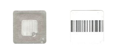 RFID radio frequency identification sticker tag isolated both sides clipart