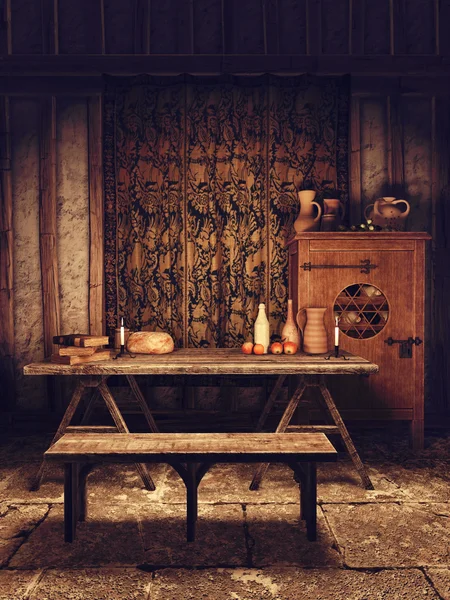 Dining room in a medieval house — Stock Photo, Image