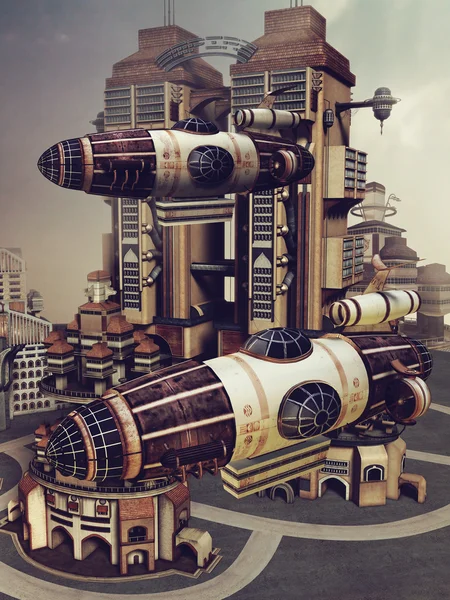 Färgglada futuristiska staden — Stockfoto