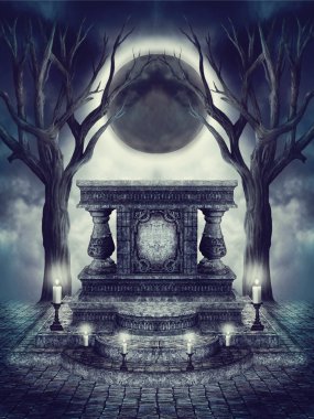 Dark altar and moon eclipse clipart